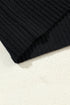 Ribbed Mock Neck Patch Pocket Drop Shoulder Short Sleeve Sweater